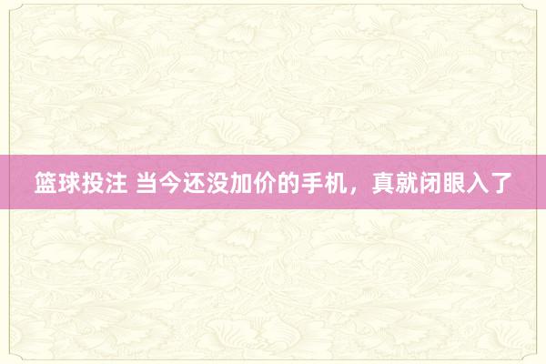 篮球投注 当今还没加价的手机，真就闭眼入了
