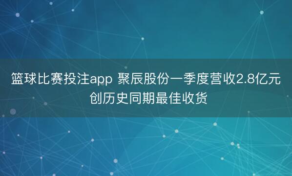 篮球比赛投注app 聚辰股份一季度营收2.8亿元 创历史同期最佳收货